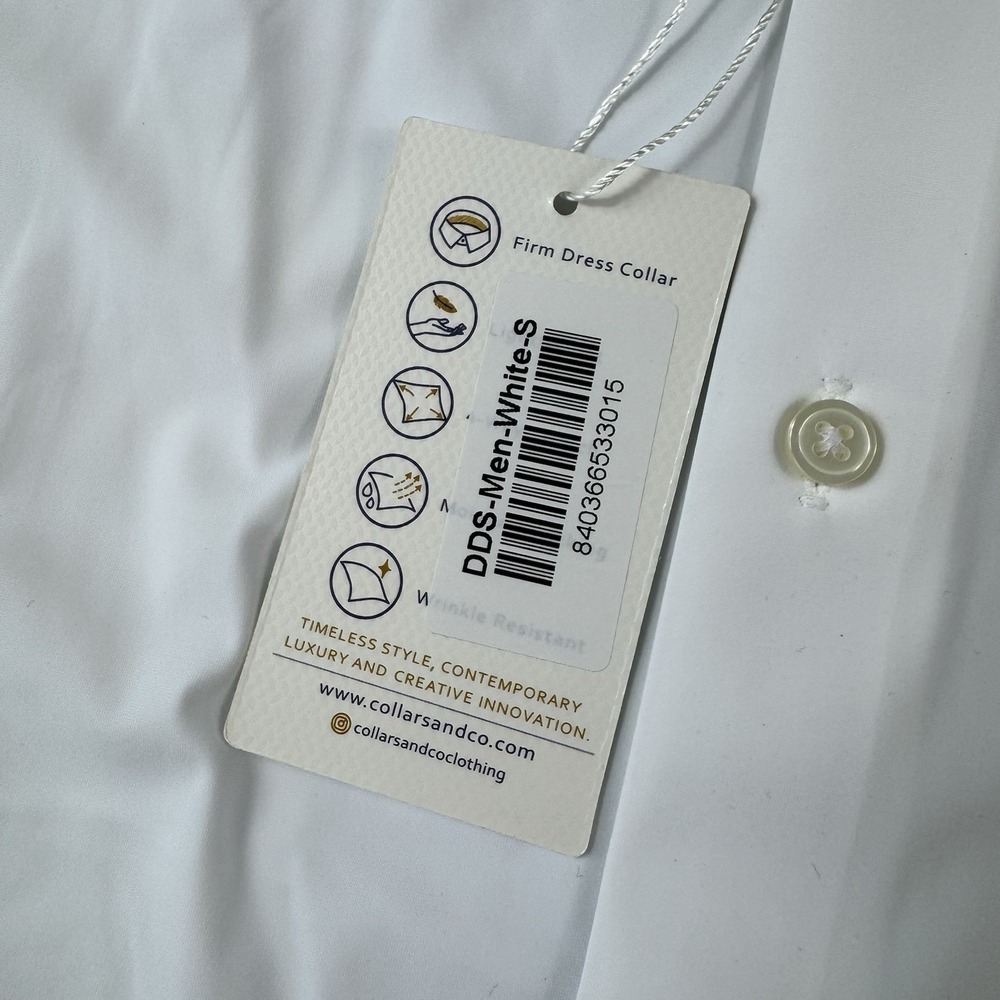 Collars & Co. Solid White Performance L/S Men's B… - image 5